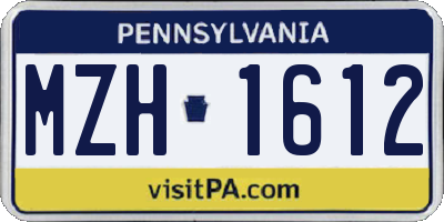 PA license plate MZH1612