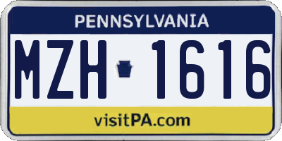 PA license plate MZH1616