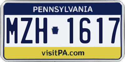 PA license plate MZH1617