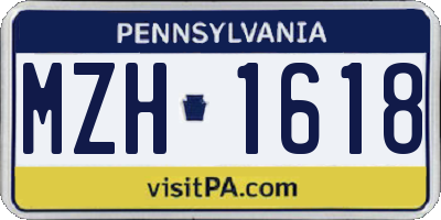 PA license plate MZH1618