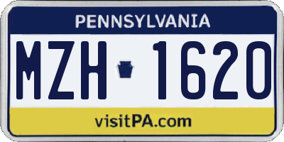 PA license plate MZH1620