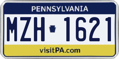 PA license plate MZH1621