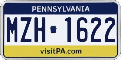 PA license plate MZH1622