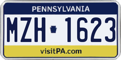 PA license plate MZH1623