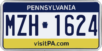 PA license plate MZH1624
