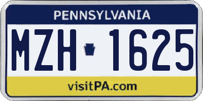PA license plate MZH1625
