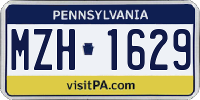 PA license plate MZH1629