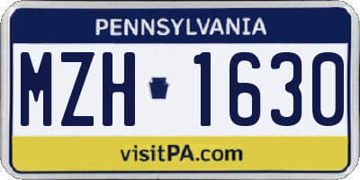 PA license plate MZH1630