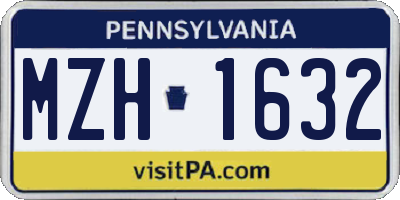 PA license plate MZH1632
