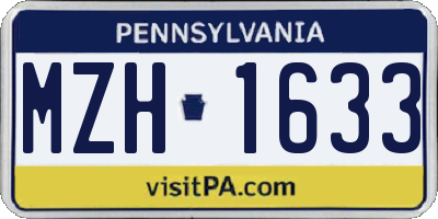 PA license plate MZH1633