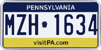 PA license plate MZH1634