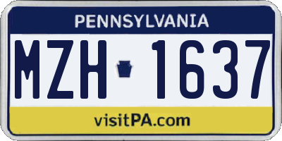 PA license plate MZH1637