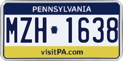 PA license plate MZH1638