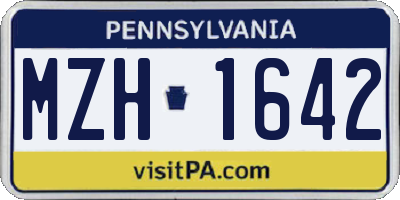 PA license plate MZH1642