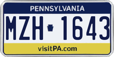 PA license plate MZH1643