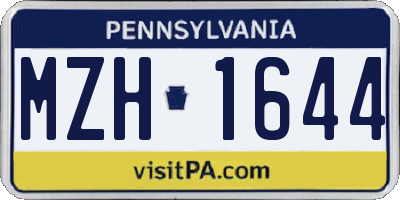PA license plate MZH1644