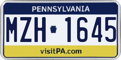 PA license plate MZH1645