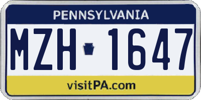 PA license plate MZH1647