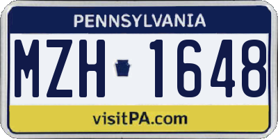 PA license plate MZH1648