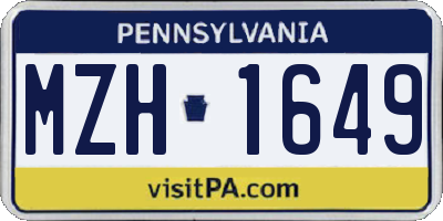 PA license plate MZH1649