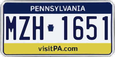 PA license plate MZH1651