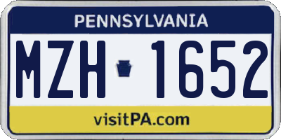 PA license plate MZH1652