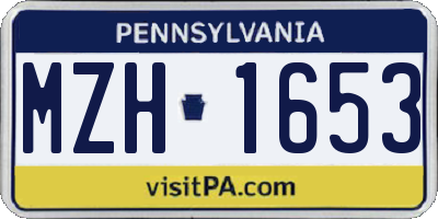 PA license plate MZH1653