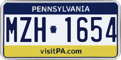PA license plate MZH1654