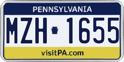 PA license plate MZH1655