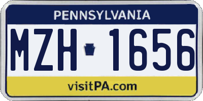 PA license plate MZH1656