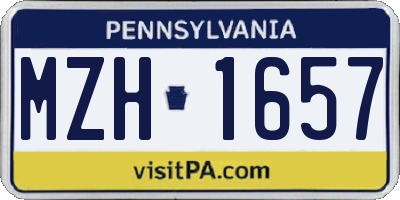 PA license plate MZH1657