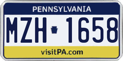 PA license plate MZH1658
