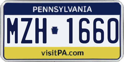 PA license plate MZH1660