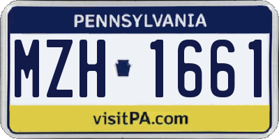 PA license plate MZH1661