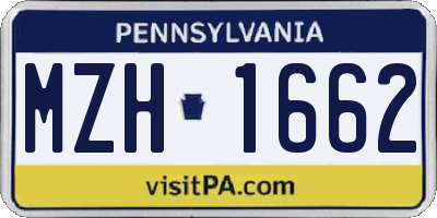 PA license plate MZH1662