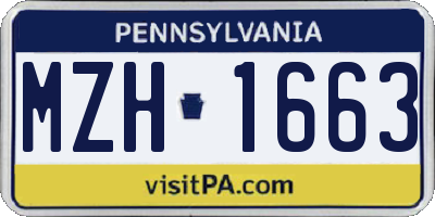 PA license plate MZH1663