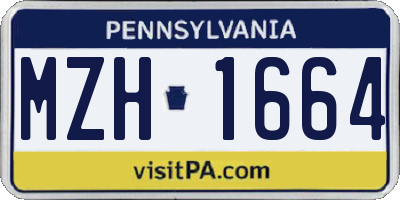 PA license plate MZH1664