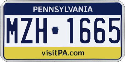 PA license plate MZH1665