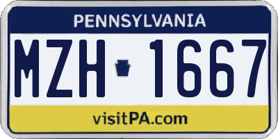 PA license plate MZH1667