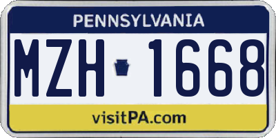 PA license plate MZH1668