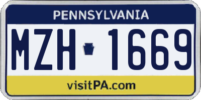 PA license plate MZH1669