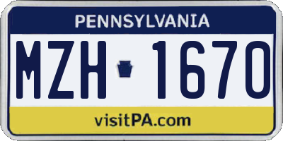 PA license plate MZH1670