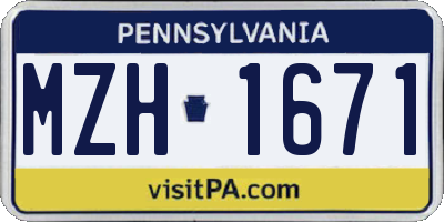PA license plate MZH1671