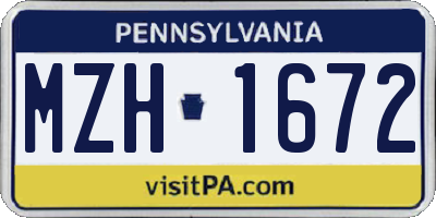 PA license plate MZH1672