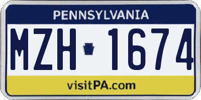 PA license plate MZH1674