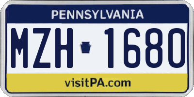 PA license plate MZH1680