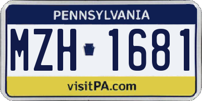 PA license plate MZH1681