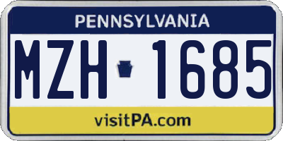PA license plate MZH1685