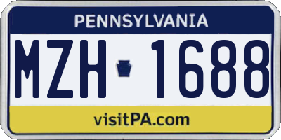 PA license plate MZH1688