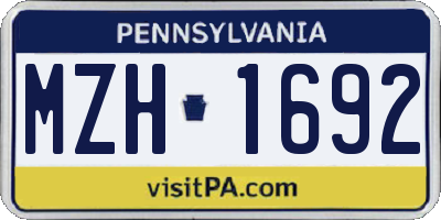 PA license plate MZH1692